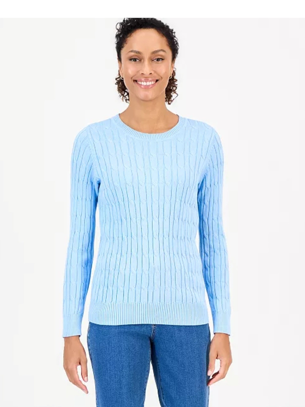 Style & Co Light Blue Cable Knit Crewneck Sweater 1X